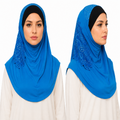 Blue Rhinestone One Piece Hijab
