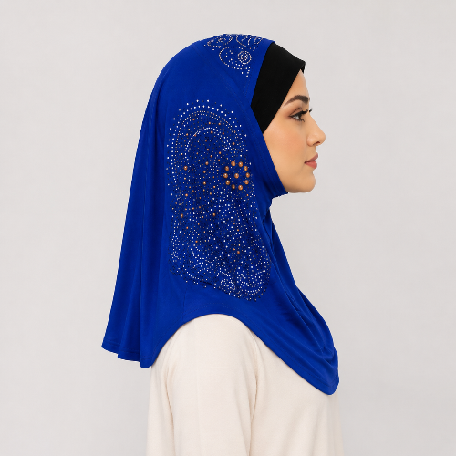 Blue Rhinestone One Piece Hijab