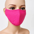 Hot pink reusable face mask for women, soft breathable fabric face covering, washable protective mask with comfortable fit, lightweight everyday pink face mask