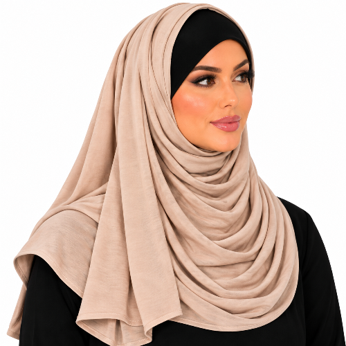 Nude Beige Jersey Hijab Scarf for Women – Soft Modest Headscarf