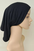 Black Stretch Hijab Undercap – Full Head Coverage